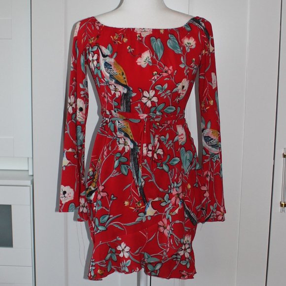 Red Floral Missguided Sun Dress- NWT - Picture 2 of 5